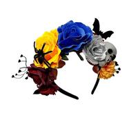 Sweeaau Artificial Flower Headpiece With Skull For Costume Parties Halloween And Music Festival Celebration Photography Wear Artificial Flower Headpiece