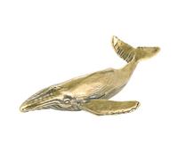 Sweeaau Brass Whale Sculpture Miniature Marine Animal Figurine Antique Metal Ornament Lucky Fengshuis Statue Desktop Decors Gift Artistic Brass Sculpture