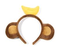 Sweeaau Cartoon Plush Headbands Animal Pattern Monkey Ears Hairband Banana Hair Hoop Halloween Christmas Props Theme Costume Cartoon Headdress Performances Headpiece