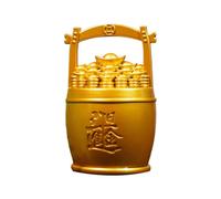 Sweeaau Chinese Fengshui Golden Sailing Ship Sculpture Metal Money Bucket Miniature Desktop Decors Wealth Prosperity Ornament Fengshui Ornament