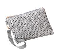 Sweeaau Fashionable Women Woven Purse Lightweight Beach Vacation Wristlet Envelope Bag Solid Color Straw Zippered Handbag Wallet Beach Clutch Bag