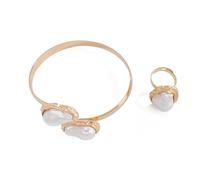 Sweeaau Multipurpose French Baroques Styles Irregular Imitation Pearls Rings And For Trendy Women Elegant Jewelry French Styles Jewelry