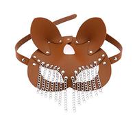 Sweeaau PU Leather with Chain Tassels for Women Men Costume Cosplay Halloween Mysterious Half Face Punk for Adults