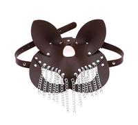 Sweeaau PU Leather with Chain Tassels for Women Men Costume Cosplay Halloween Mysterious Half Face Punk for Adults