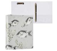 Sweeds Fishes Grey Binder 3 Rings With Pocket Pouch 1/2 Pack Various Binder Hard Cover
