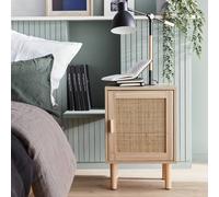 Sweeek - 1-Door Woven Rattan Bedside Table Camargue Natural 40X30X58 Cm