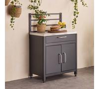 Sweeek. 1 Drawer And 1 Door Steel Outdoor Kitchen With Hanging Grid Grimaud Black 54X80X123 Cm