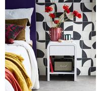 Sweeek - 1-Drawer Bedside Table With Grooved Wooden Effect White 40X30X53 Cm - Julia