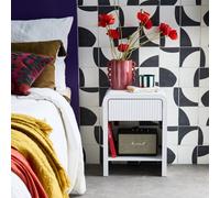 Sweeek - 1-Drawer Bedside Table With Grooved Wooden Effect White 40X30X53 Cm - Julia