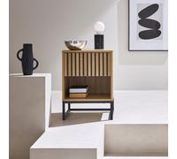 Sweeek - 1-Drawer Contemporary Wood Effect Bedside Table Natural 40X40X55 Cm - Lisbonne