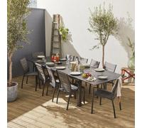 Sweeek - 10-Seater Extendable Aluminium Garden Table Set With Chairs Anthracite 335X110X74 Cm - Odenton