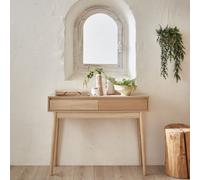 Sweeek - 100Cm Console Table With Grooved Wooden Detail Linear Natural 100X30X75 Cm