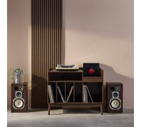 Sweeek - 100Cm Vintage Vinyl Record Cabinet With Dividers Nepal Dark Wood Colour 100X48X81.5 Cm