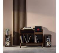 sweeek 100cm Vintage Vinyl Record Cabinet With Dividers in Brown sweeek Brown