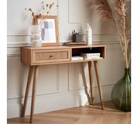sweeek 100cm Wood & Cane Decor Console Table in Light Brown sweeek Light Brown