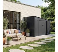 sweeek 11.01 m² galvanized steel lean-to garden shed with anchoring kit in Dark Grey swe ark Grey
