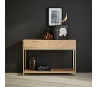 sweeek 110cm herringbone console table with 2 drawers in Beige swe eige