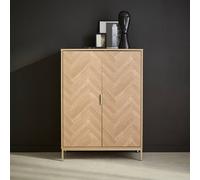 sweeek 110cm herringbone storage cabinet with 2 doors in Beige swe eige