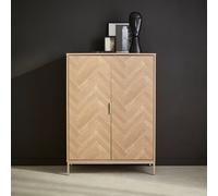 sweeek 110cm Herringbone Storage Cabinet With 2 Doors in Light Brown sweeek Light Brown
