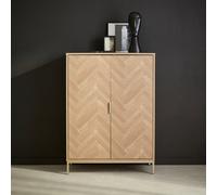 Sweeek - 110Cm Herringbone Storage Cabinet With 2 Doors Natural 80X40X110 Cm - Budapest