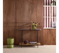 Sweeek - 110Cm Vintage Console With Black Metal And Wood Effcet Smooky Natural 110X39X76 Cm