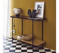 sweeek 110cm Vintage Console With Black Metal & Wood Effcet in Light Brown sweeek Light Brown
