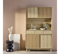 Sweeek - 110Cm Wooden Buffet With 3 Drawers Natural 110X40X185 Cm - Linear
