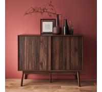 Sweeek - 115Cm Buffet Storage With Wood Effect Dark Wood Colour 115X39.5X90 Cm - Linear