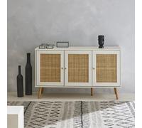 Sweeek - 120Cm Sideboard Cabinet With Wooden Effect Blanc Cassé 120X39X70 Cm - Boheme