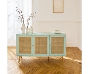 Sweeek - 120Cm Sideboard Cabinet With Wooden Effect Boheme Celadon Green 120X39X70 Cm
