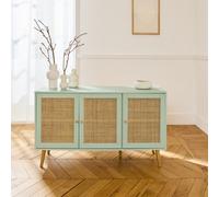 Sweeek - 120Cm Sideboard Cabinet With Wooden Effect Celadon Green 120X39X70 Cm - Boheme