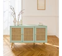 Sweeek - 120Cm Sideboard Cabinet With Wooden Effect Boheme Celadon Green 120X39X70 Cm