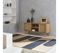Alice's Garden Sweeek. 120Cm Tv Unit Wooden And Cane Effect 2 Doors Boheme Natural 120X39X56.5 Cm