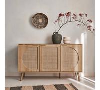 Sweeek - 120Cm Wood And Cane Rattan Sideboard Natural 120X39X70 Cm - Eva