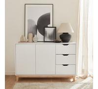 Sweeek - 120Cm Wood-Effect Sideboard With 2 Doors Floki White 120X40X75 Cm