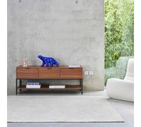 Sweeek - 130Cm Tv Unit Walnut Wooden Effect 3 Drawers Walnut Walnut 130X40X53.5 Cm