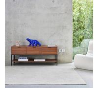 Sweeek - 130Cm Tv Unit Walnut Wooden Effect 3 Drawers Walnut Walnut 130X40X53.5 Cm