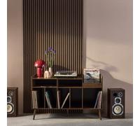 Sweeek - 130Cm Vintage Vinyl Furniture Xl With Dark Wood Effect Dark Wood Colour 130X50X80 Cm - Nepal