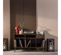 Sweeek - 130Cm Vintage Vinyl Furniture Xl With Dark Wood Effect Nepal Dark Wood Colour 130X50X80 Cm