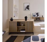 Sweeek - 140Cm Contemporary Sideboard Wood-Effect And 2 Doors Lisbonne Natural 140X40X77 Cm