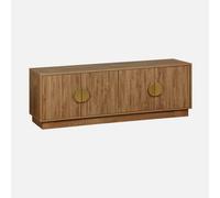 Sweeek. 140Cm Tv Unit Exotic Wooden Effect 4 Doors Celian Brown 140X40X48 Cm
