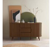 sweeek 150cm scandi-style sideboard with 2 sliding doors & 3 drawers in Dark Brown swe ark Brown