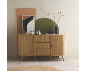 sweeek 150cm Scandi-style Sideboard With 2 Sliding Doors & 3 Drawers in Light Brown sweeek Light Brown