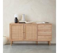 sweeek 150cm Scandi-style Wooden & Cane Effect Sideboard in Light Brown sweeek Light Brown