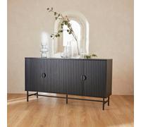Sweeek - 157.5Cm Sideboard Cabinet With Two Doors And One Shelf Black 157.5X39X83 Cm - Bazalt