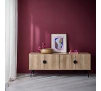 Sweeek - 157.5Cm Tv Unit Wooden Effect 4 Doors Bazalt Light Wood 157.5X39X60 Cm