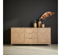 Sweeek - 160Cm Herringbone Sideboard With 3 Drawers Budapest Natural 160X40X75 Cm