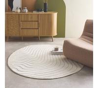sweeek 160cm interior rug with wavy patterns, cream | Size: 160 cm diameter swe ream 160 cm diameter