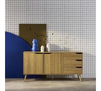 Sweeek - 160Cm Walnut Wood-Effect Sideboard Ash Effect 160X40X80 Cm - Nepal