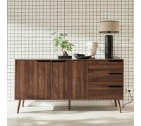 Sweeek - 160Cm Walnut Wood-Effect Sideboard Walnut 160X40X80 Cm - Nepal